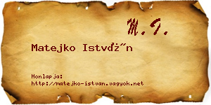 Matejko István névjegykártya